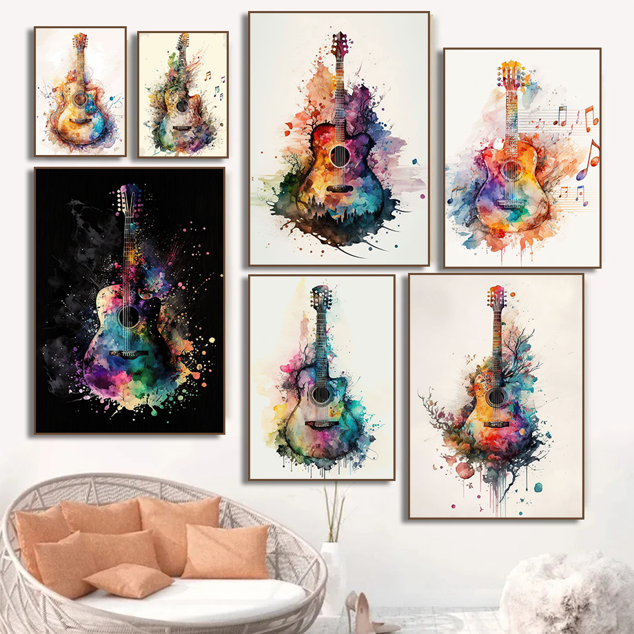 Picture Of Musical Instrument - أداة عزف موسيقى الغيتار المائية ملصق